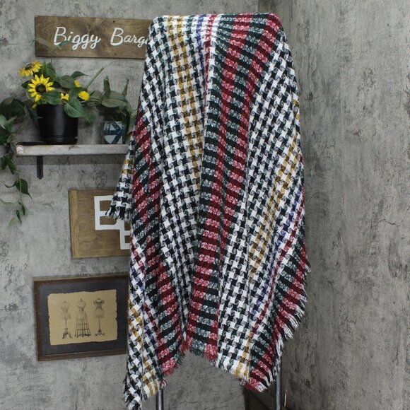 Mecchia di Ruggine Womens Acrylic Fringe Shawl Multicolor One Size - Picture 2 of 3